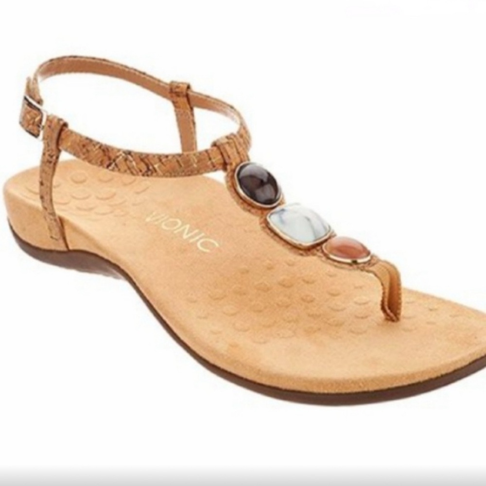 Vionic Tan Sandals with Multicolor Stones